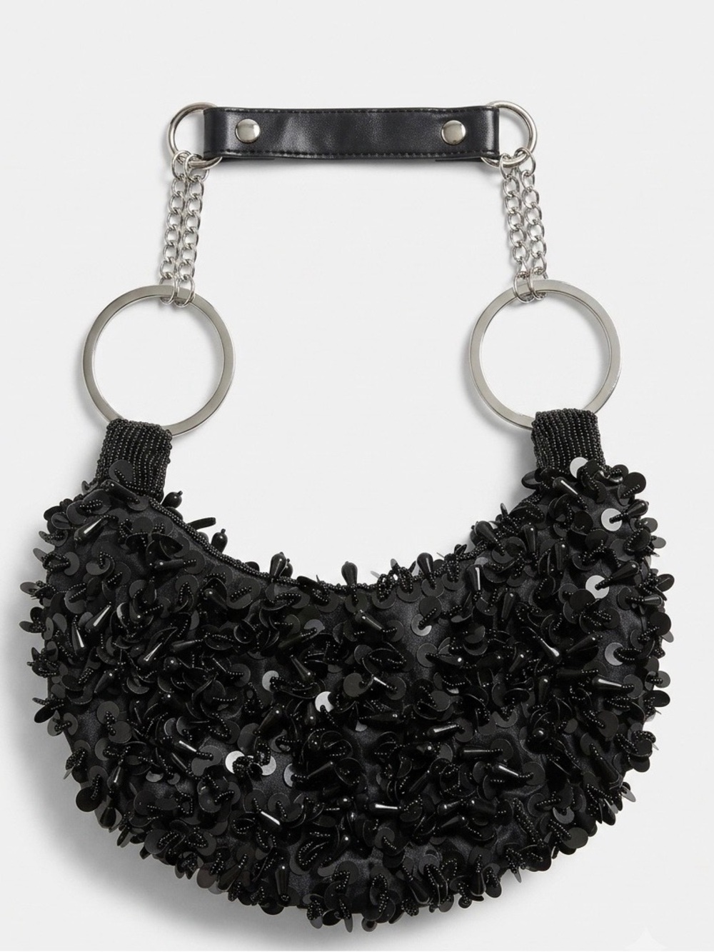 Black Sequin Embellished Mini Shoulder Bag
